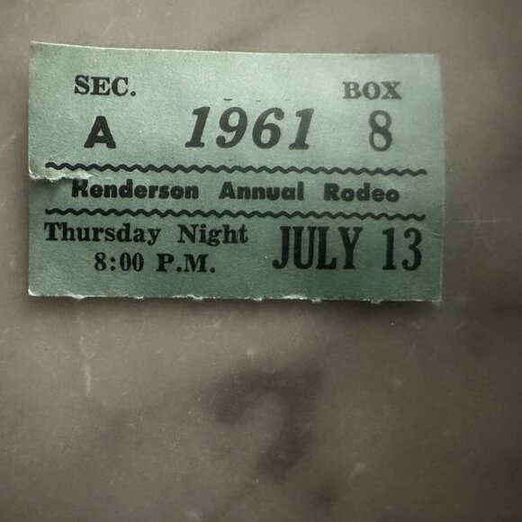 Vintage July 13, 1961 Henderson Annual Rodeo Henderson Texas Used Ticket Stub - Picture 1 of 8